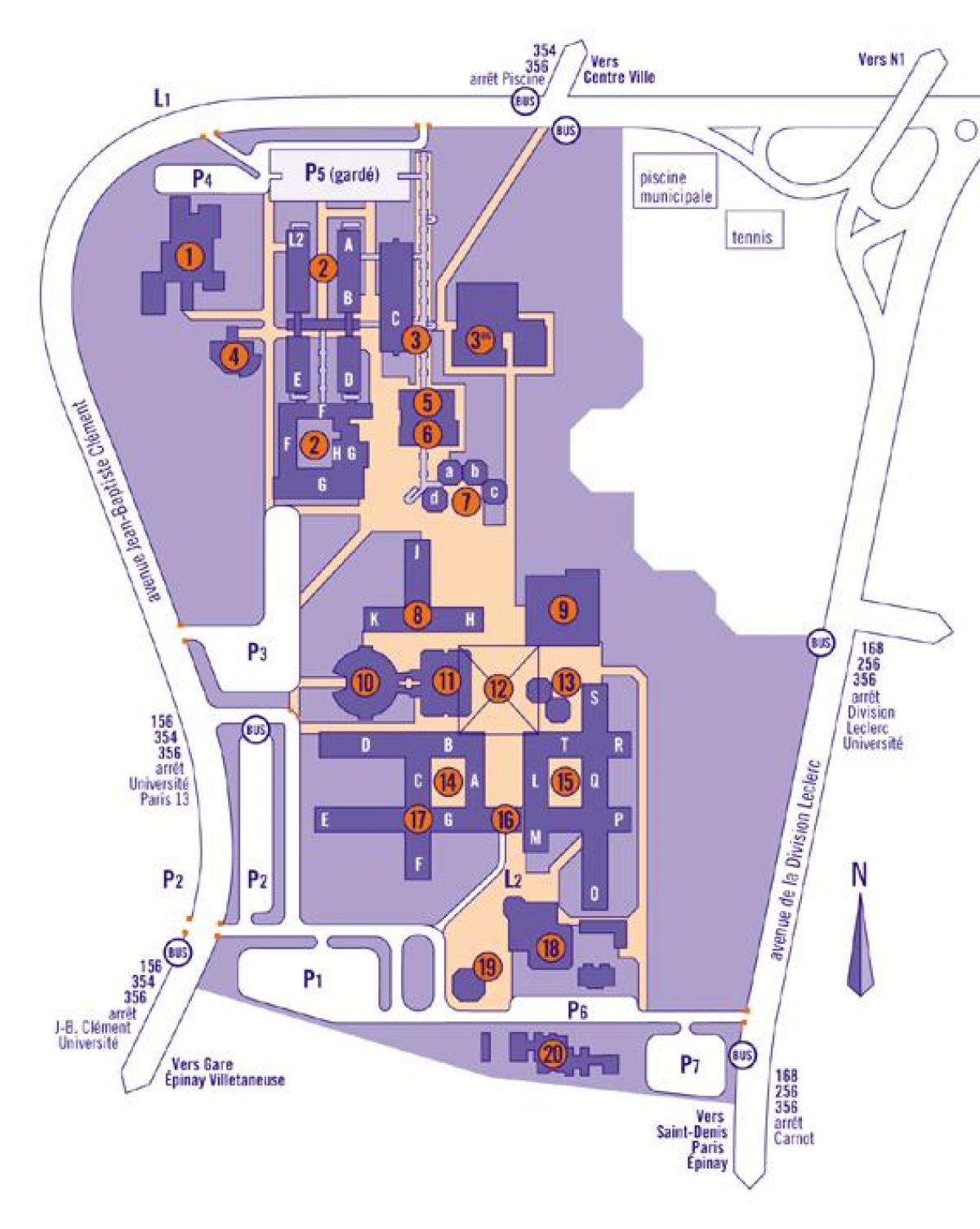 Kart av Universitetet i Paris ' 13.