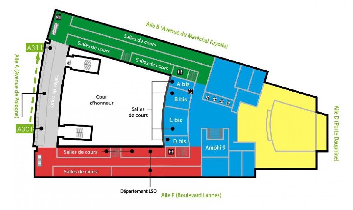 Kart over Univesity Dauphine etasje 3