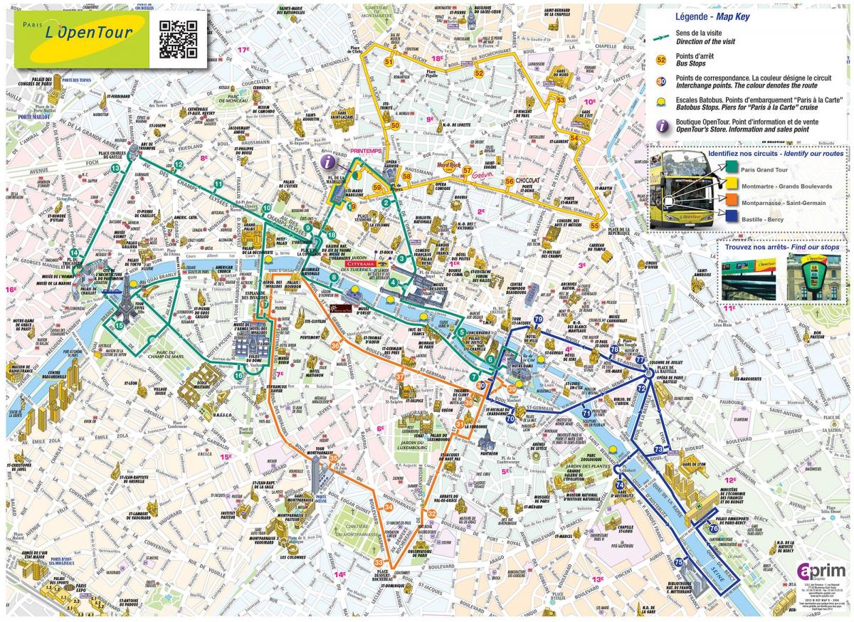 Kart av Open tour Paris