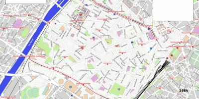 Kart av 15. arrondissement i Paris