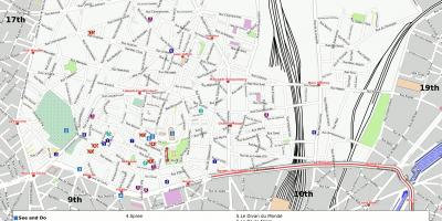 Kart av 18. arrondissement i Paris