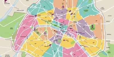 Kart over attraksjoner i Paris