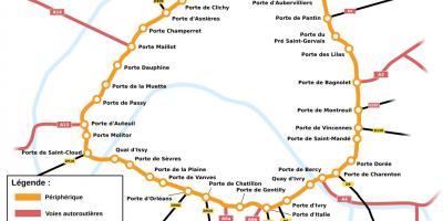 Kart av Boulevard Périphérique