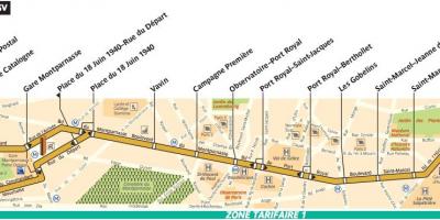 Kart av buss Paris linje 91
