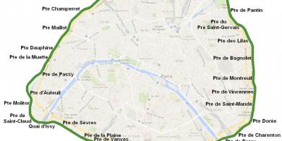 Kart av byportene i Paris