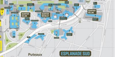 Kart over La Défense Sør Esplanade