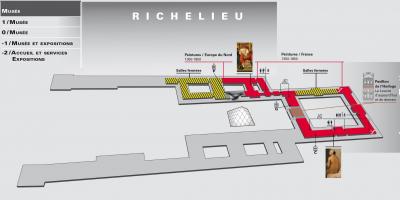 Kart over Louvre-Museet Nivå 2