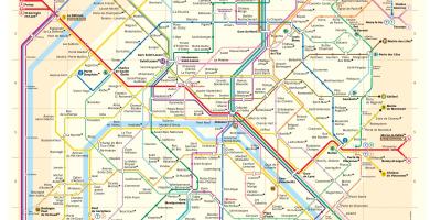 Kart over metro i Paris