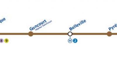 Kart av Paris, t-bane linje 11