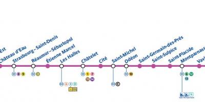 Kart av Paris, t-bane linje 4