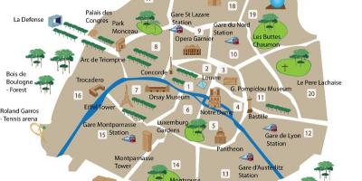 Kart over Paris turist